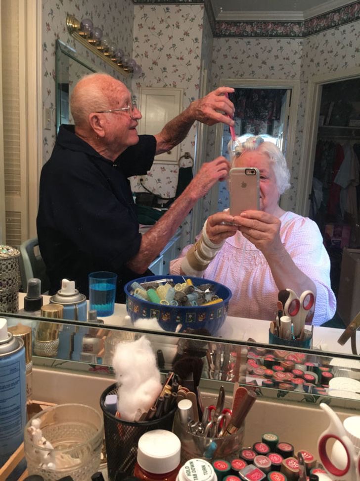 Grandpa Brushing Grandma’s Hair