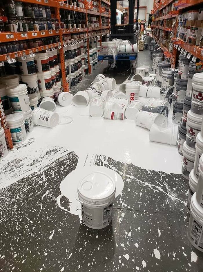 Paint disaster in aisle 3
