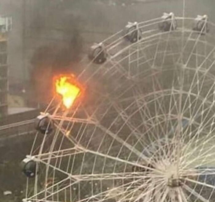 Ferris wheel in flames