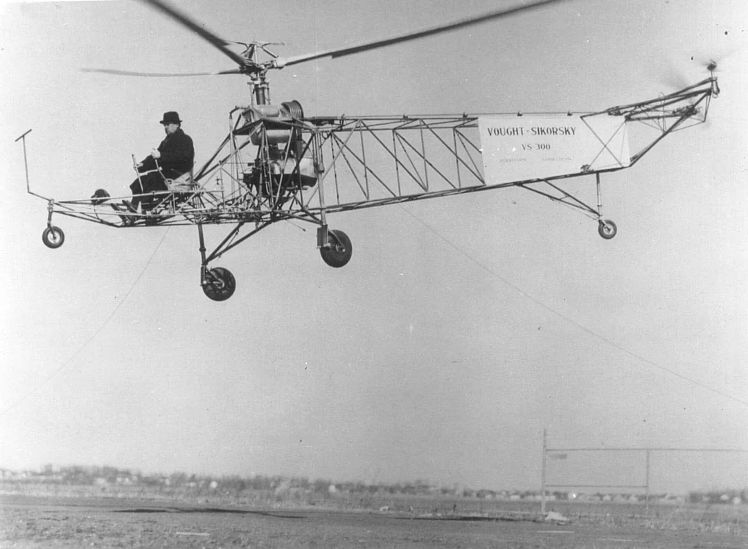 Igor Sikorsky driving the VS-300 Prototype, 1939