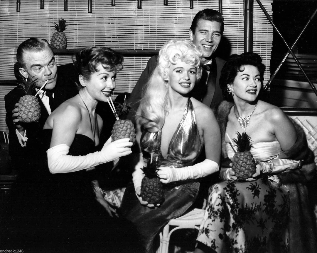 Hollywood stars at a pineapple party, 1950s