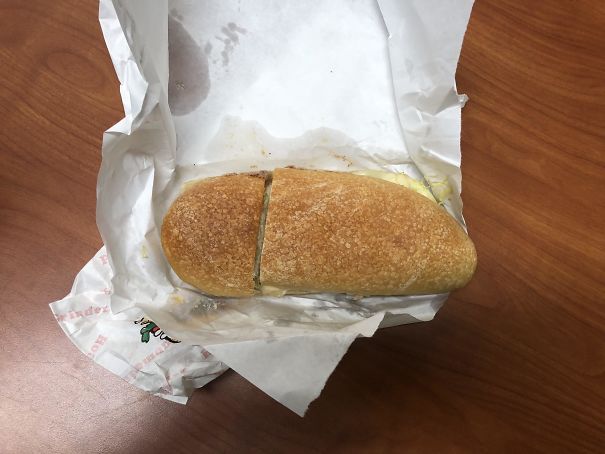 The sandwich cut "in half"