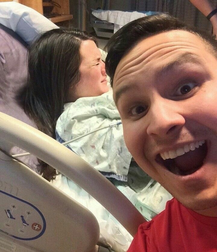 Dad Taking a Selfie While Mom Is Giving Birth