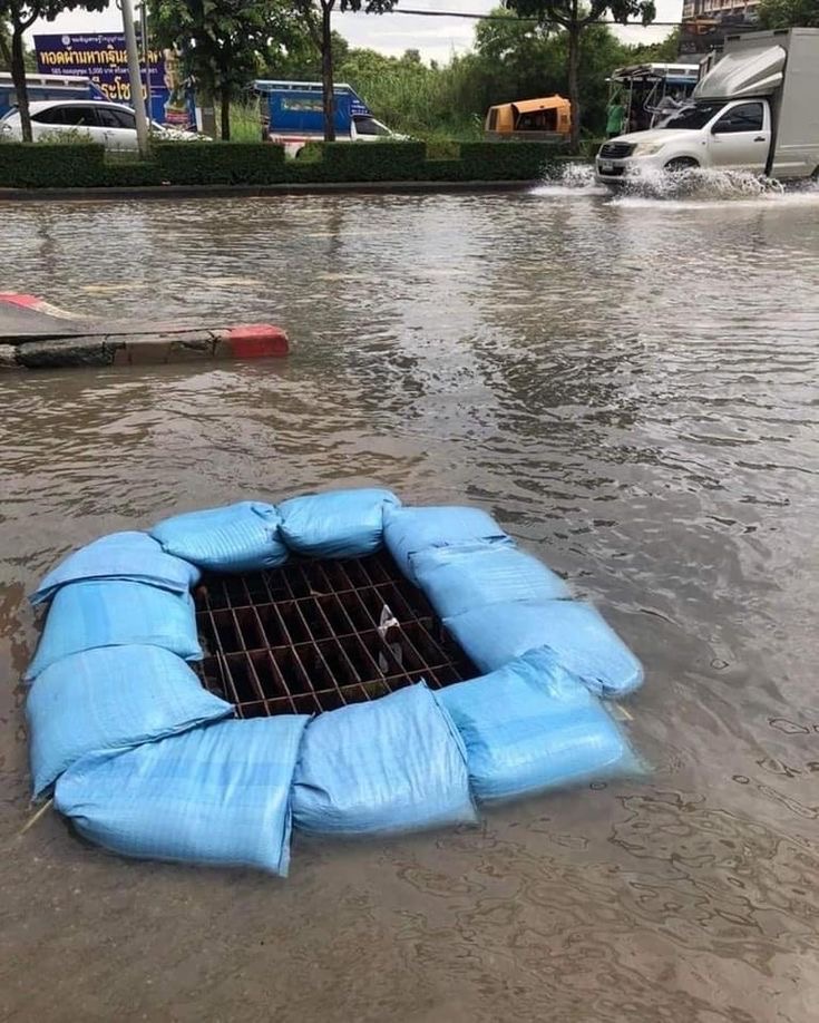 The Flood Drain Blocked by… Bag Fortification