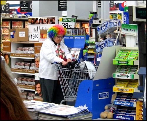 Woman Wears a Rainbow Wig