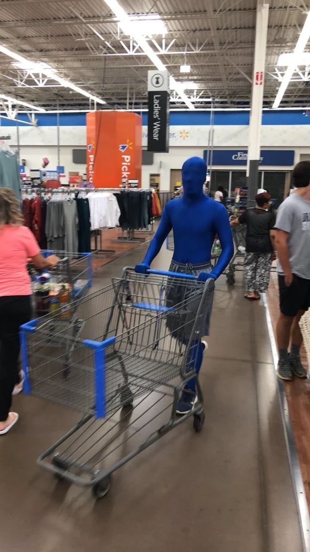 Man Covered in Head-to-Toe Blue