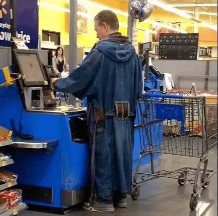 Guy Wears a Ridiculously Large Denim Jacket
