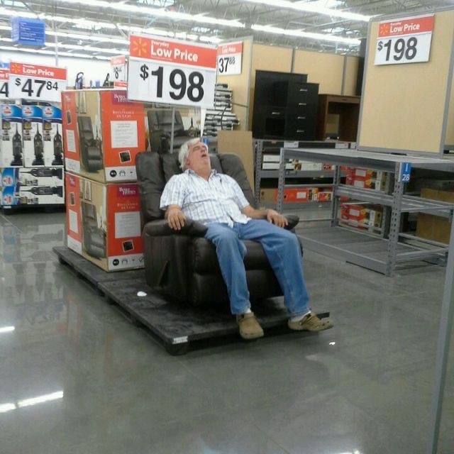 Man Falls Asleep on the Walmart Sofa
