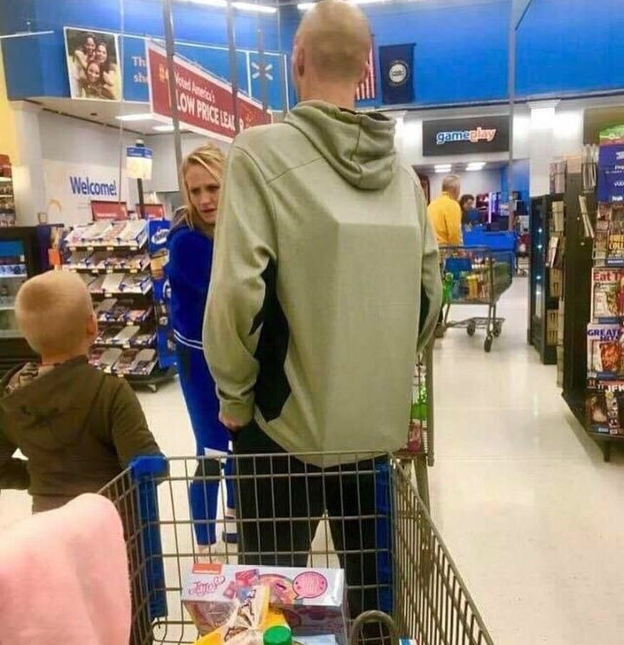 Guy at Walmart Clearly Hid Something Under His Jacket