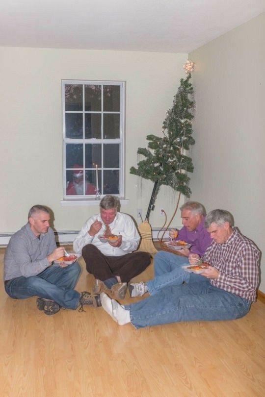 Eating on the Floor With a Sad Christmas Tree