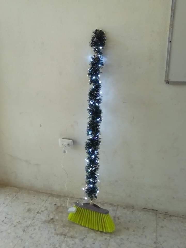 Broom Used as a Christmas Tree