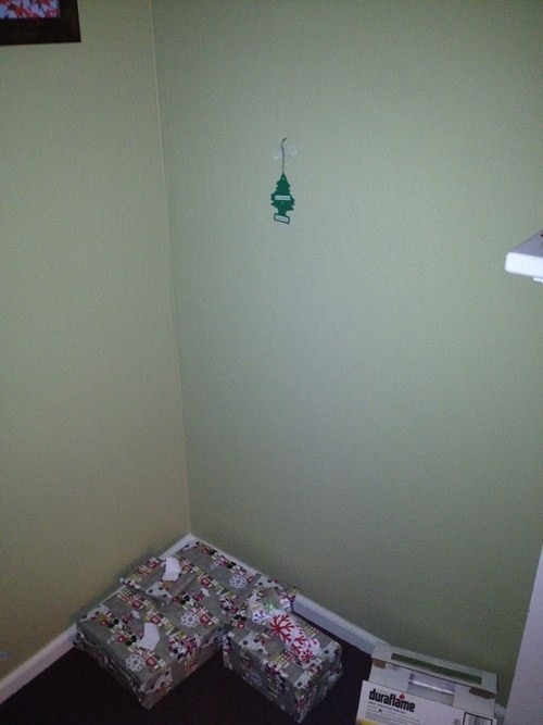 Air Freshener Sticker Used as a Christmas Tree