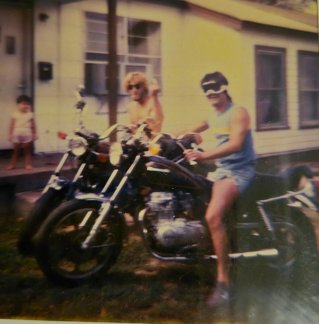 Brothers on their first bikes