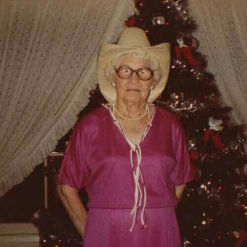 Grandma Wearing Strange Glasses and a Questionable Hat