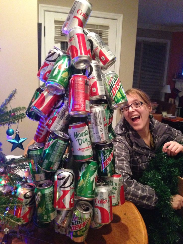 Christmas Tree Made of Beer and Coca-Cola Cans
