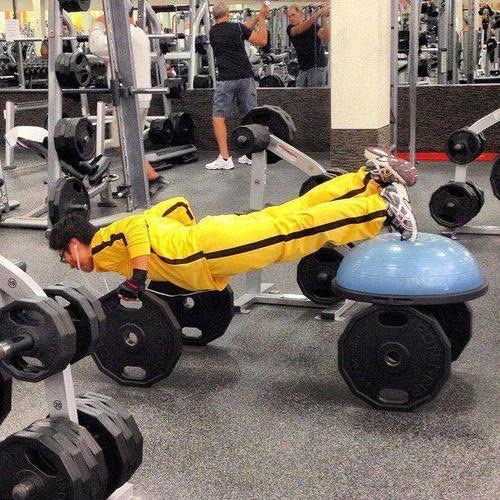 Guy Dressed Like Kill Bill at the Gym