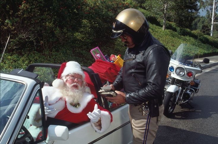 Santa Pulled Over by a Police Officer