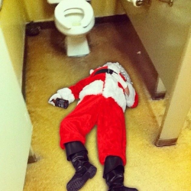 Santa Passed Out in the Bathroom