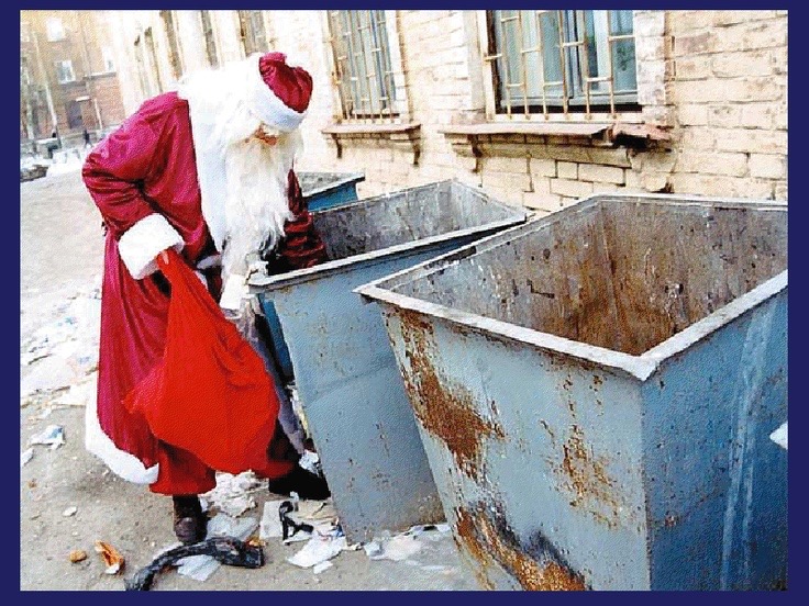 Santa Collecting Trash
