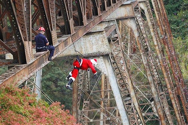 Santa Hanging from a Rope
