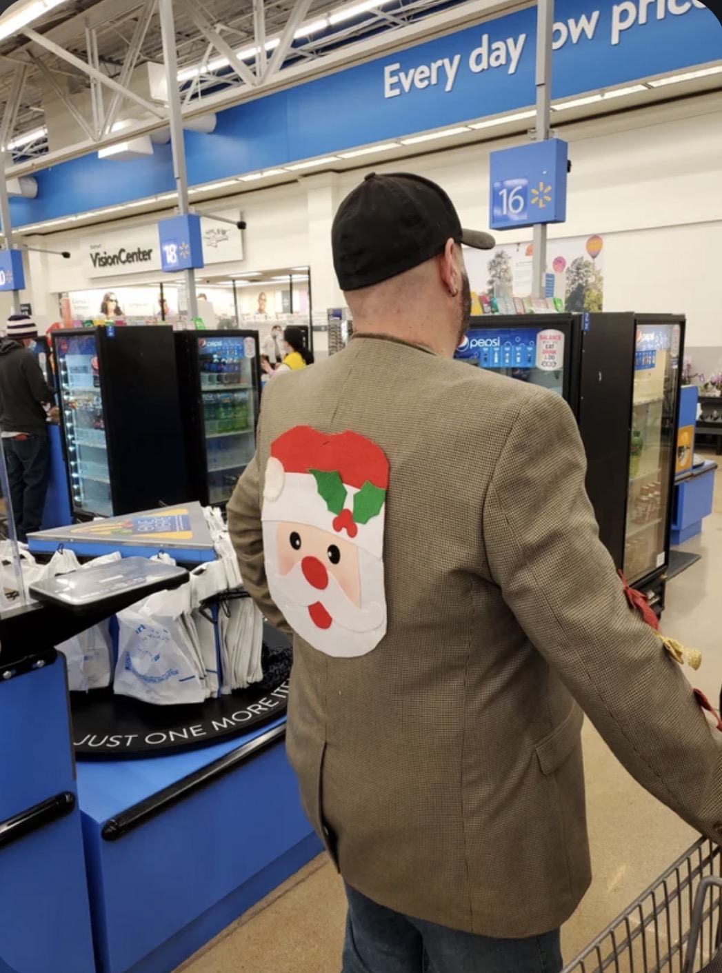 Guy With Santa Head on His Back