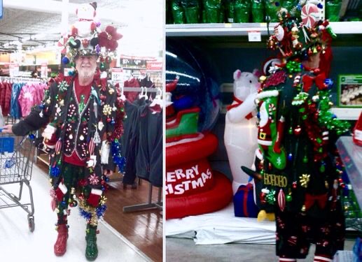 People Dressed as Christmas Trees 