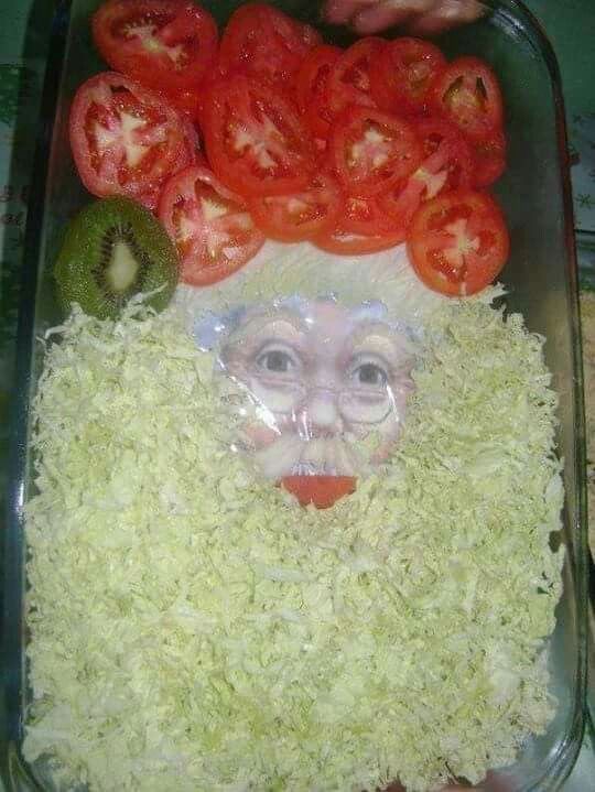Santa Photo With Salad on Top