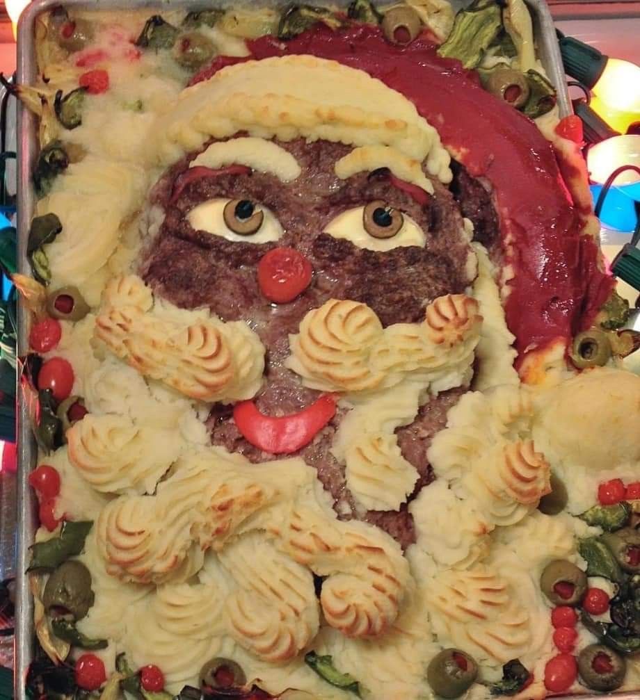 Santa Face Made Out of Food