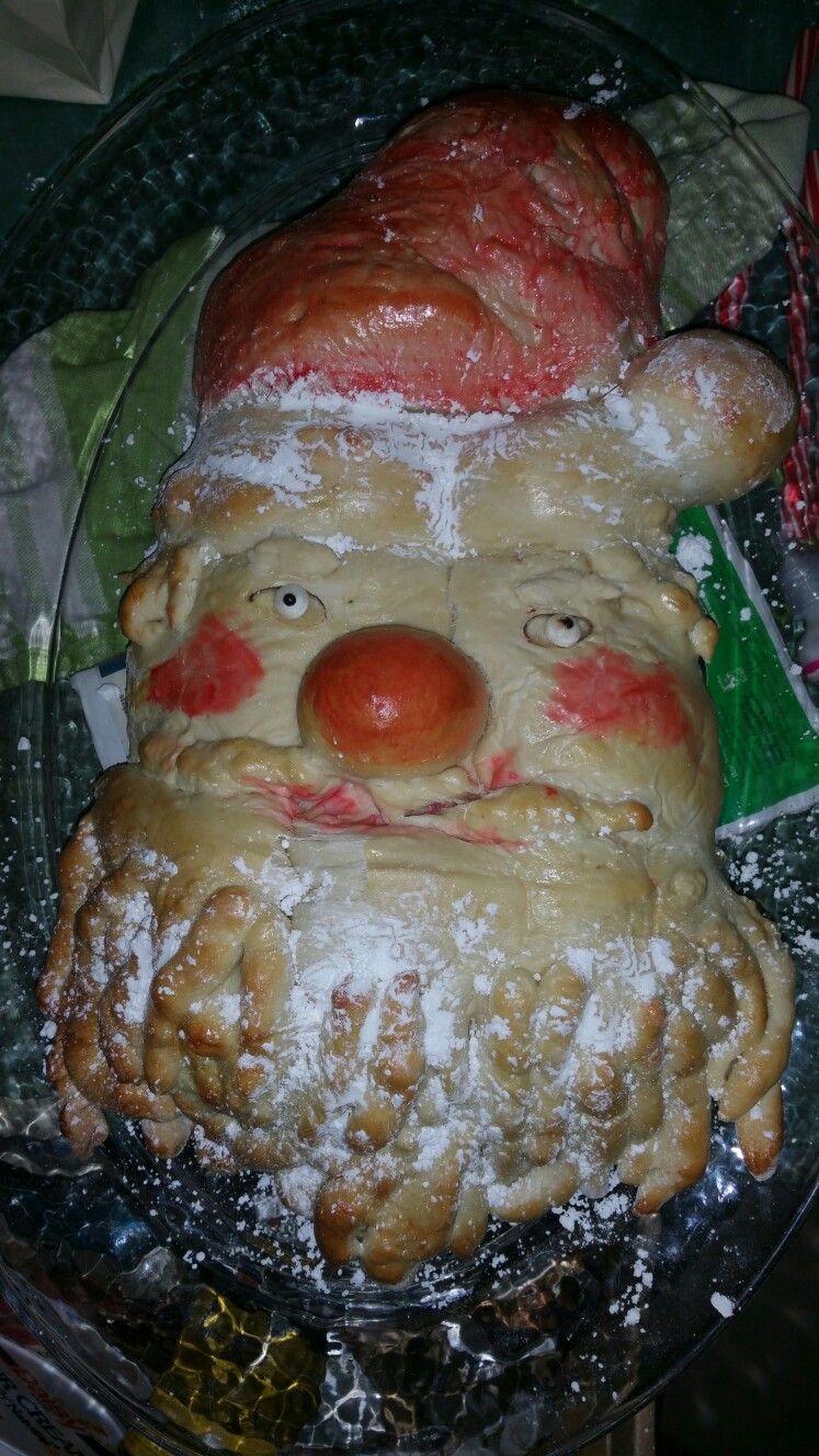 Weird Santa Face Made From Dessert