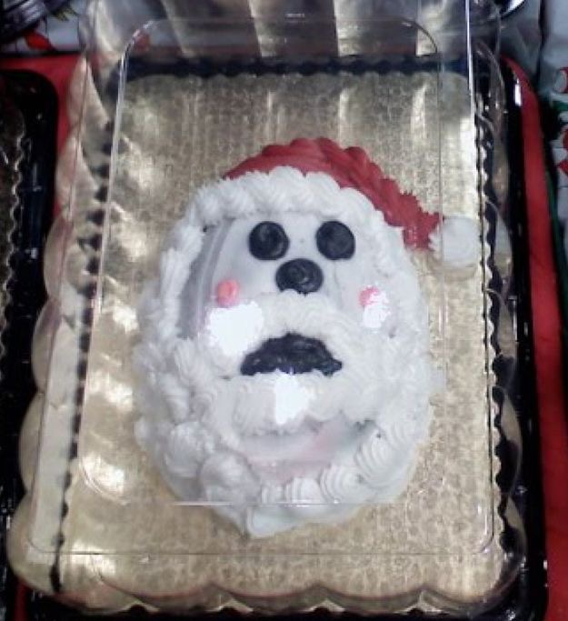 Creepy Santa Face Made From Food