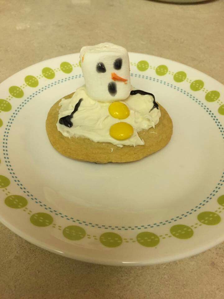 Cookie With a Melted Snowman on Top