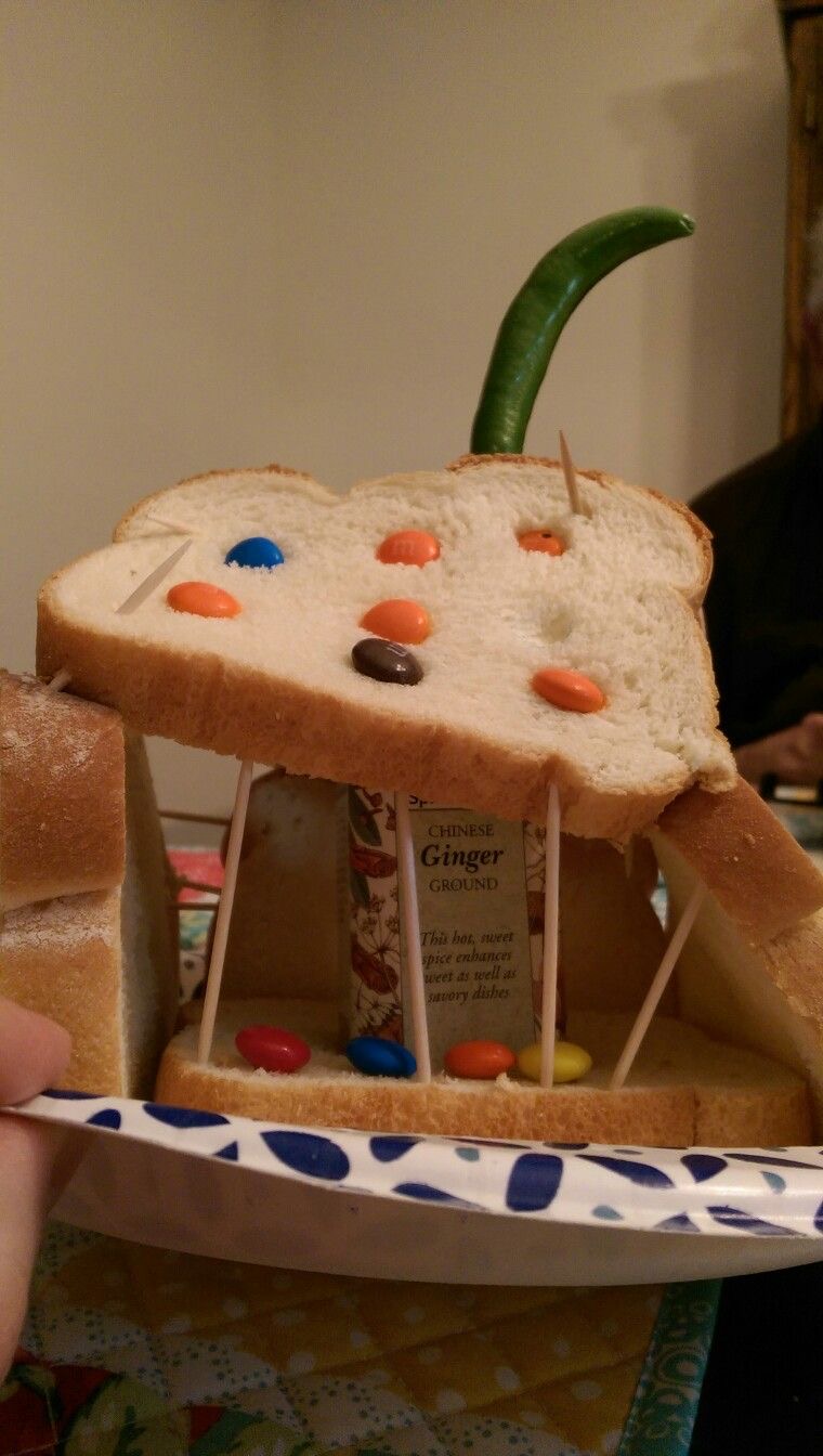 Gingerbread House Made With Bread and Sticks