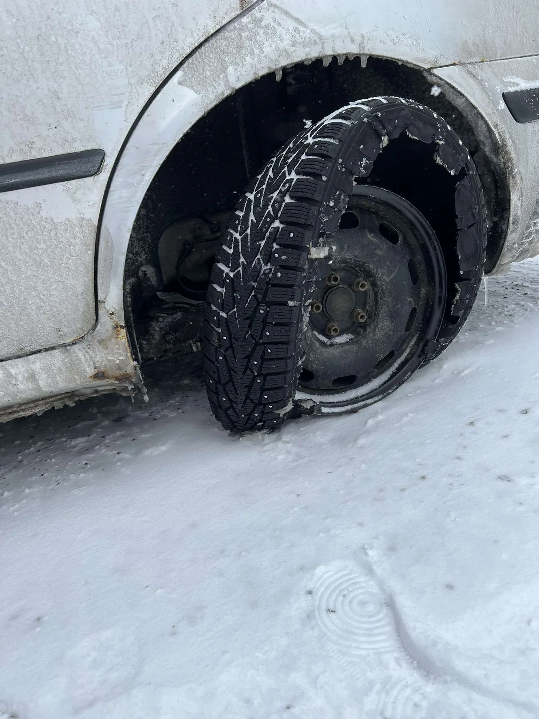A tire that just gave up