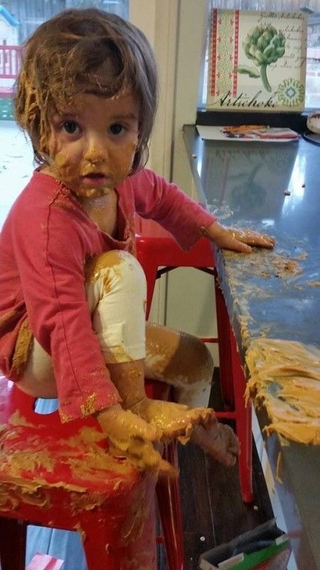 Kid Completely Covered in Peanut Butter