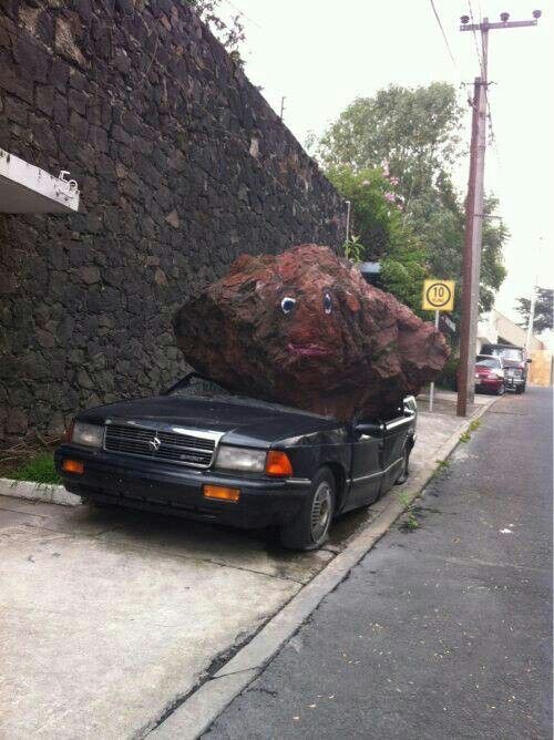 Rock Falls on Car