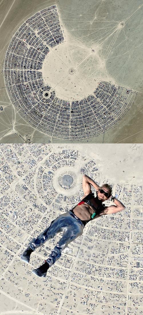 Burning Man view from waaay up in the sky