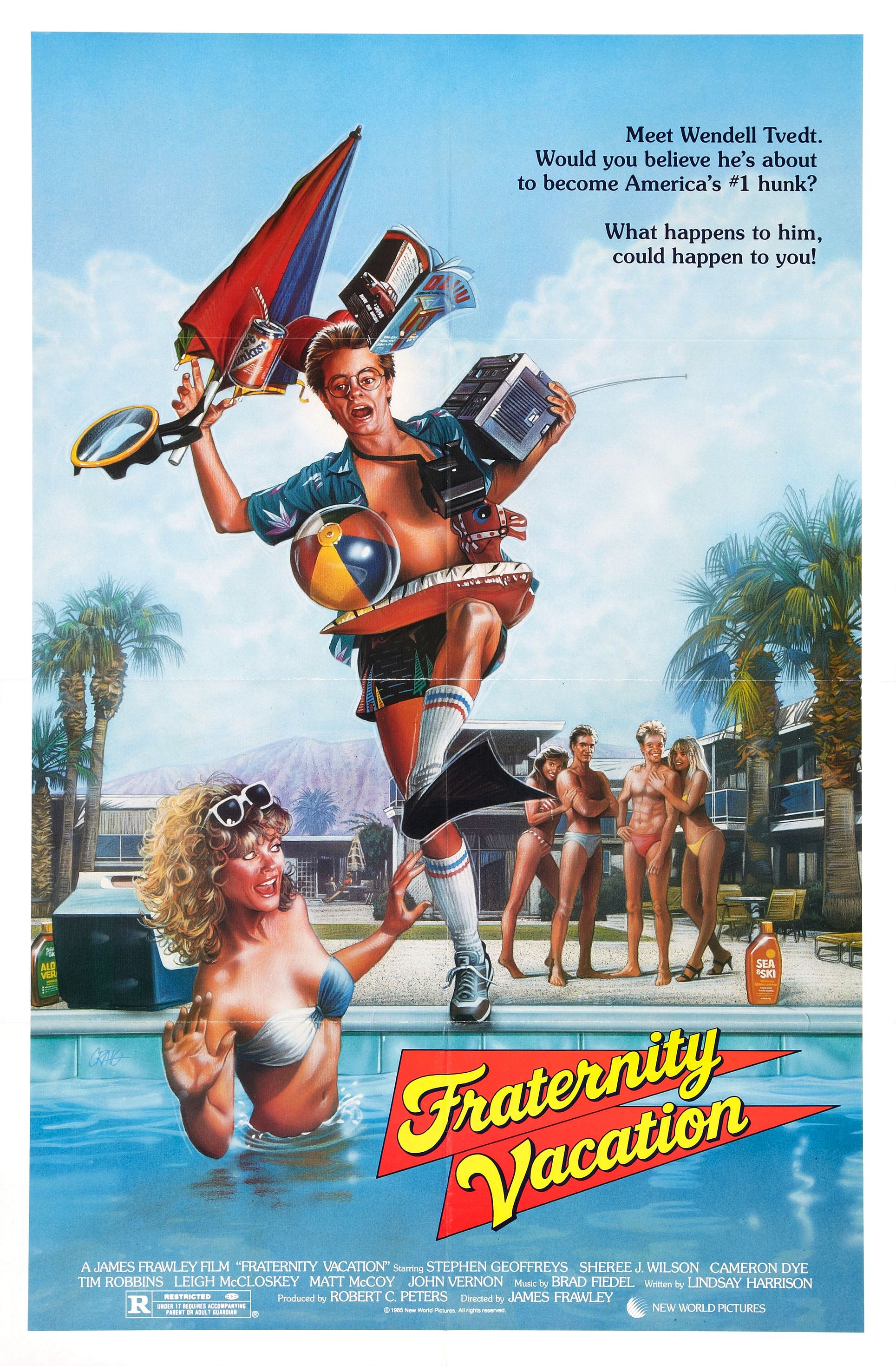 fraternity vacation movie poster - Meet Wendel Tvede. Would you believe he's about to become America's 1 hunk? What happens to him, could happen to you! Fraternity Vacation Rec