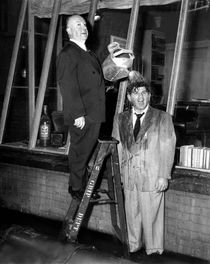 Alfred Hitchcock on the set of Rear Window