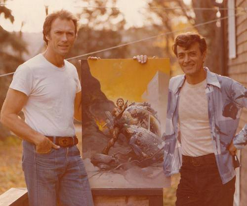 Clint Eastwood and Frank Frazetta with the poster art for THE GAUNTLET.