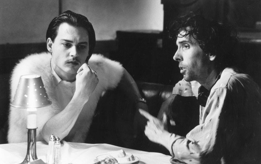 Johnny Depp and Tim Burton on the set of Ed Wood