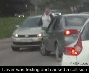 karma funny driving gif - 4GIFs.com Driver was texting and caused a collision