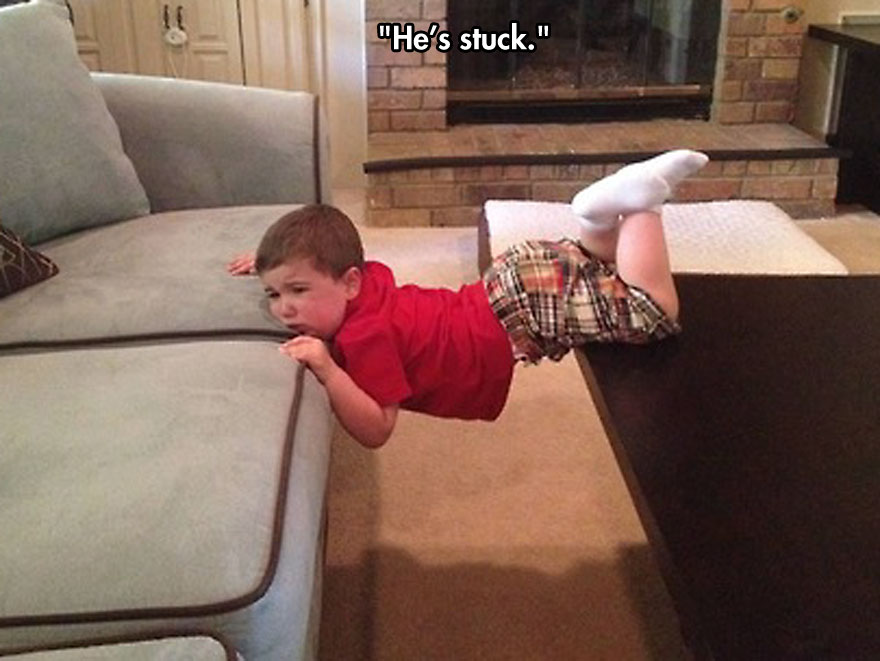 funny toddler - "He's stuck."