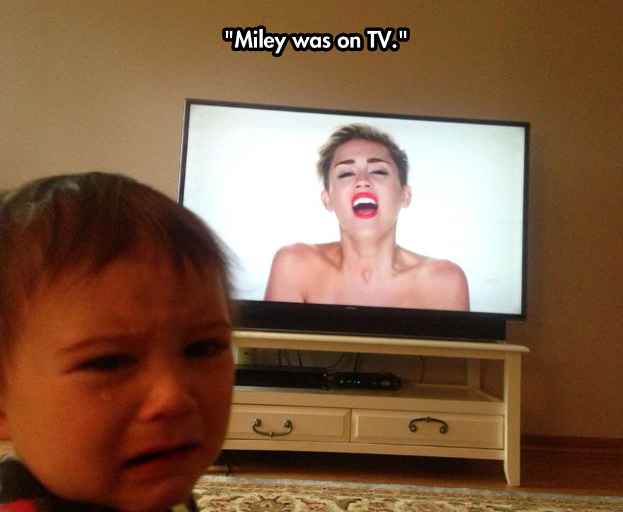 kids crying on tv - "Miley was on Tv."