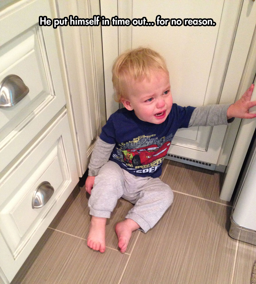 funny reasons kids cry - He put himself in time out.. for no reason. Pdeper Sde