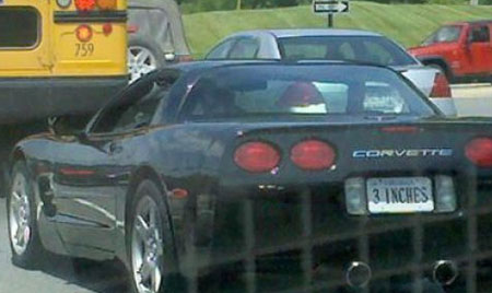 funny license plates for sports cars - Corvette 3 Inches