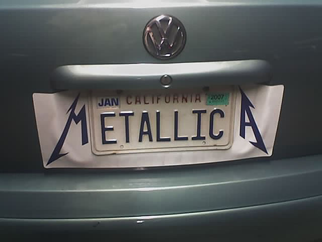funny license plates - Jan California 2007 Metallica