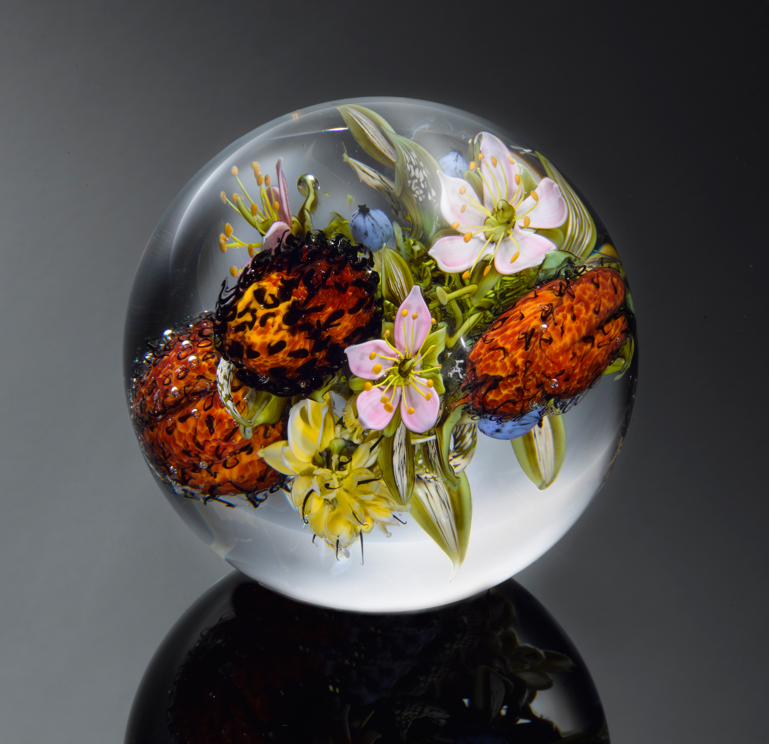 glass paperweight glass with flowers paperweights