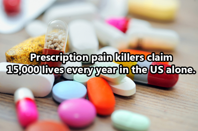 Prescription pain killers claim 15,000 lives every year in the Us alone.