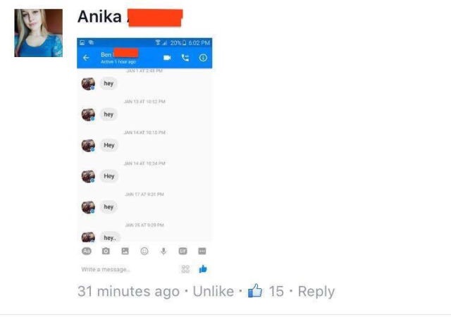 And then Anika posts her cringeworthy "conversation" with Ben. 