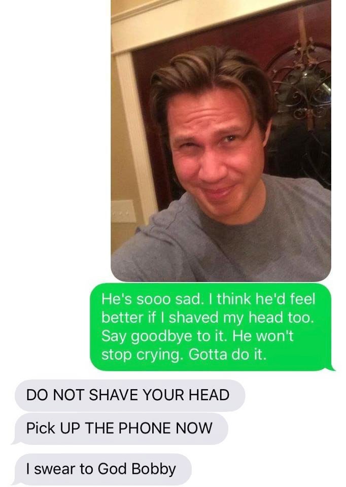 man shows his hair